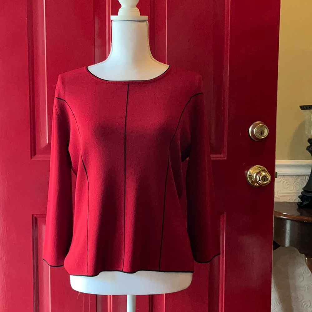 Notations red 3/4 length sweater sz ex lg